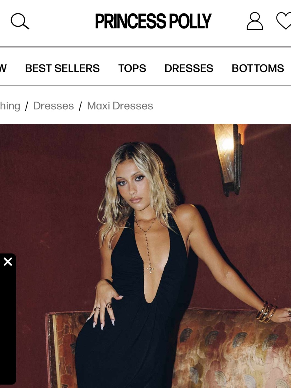 Princess Polly Black Halter Mini Dress with Deep V-Neck
